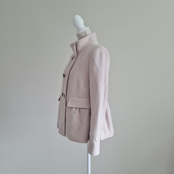 Joie Yara Wool Peacoat Peplum New Cream Ivory Beige M Military Officer Coat - Picture 8 of 11